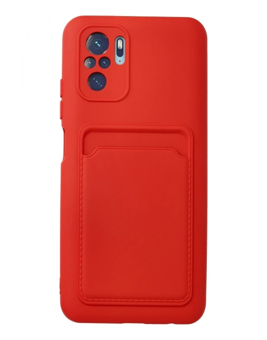 Newface Xiaomi Redmi Note 10S Kılıf Kelvin Kartvizitli Silikon - Kırmızı