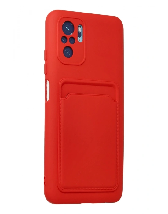 Newface Xiaomi Redmi Note 10S Kılıf Kelvin Kartvizitli Silikon - Kırmızı