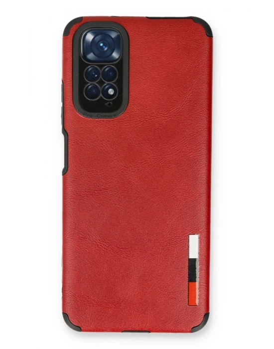 Newface Xiaomi Redmi Note 11 Kılıf Loop Deri Silikon - Kırmızı