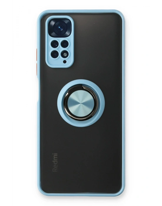 Newface Xiaomi Redmi Note 11 Kılıf Montreal Yüzüklü Silikon Kapak - Buz Mavi
