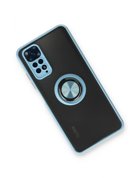Newface Xiaomi Redmi Note 11 Kılıf Montreal Yüzüklü Silikon Kapak - Buz Mavi