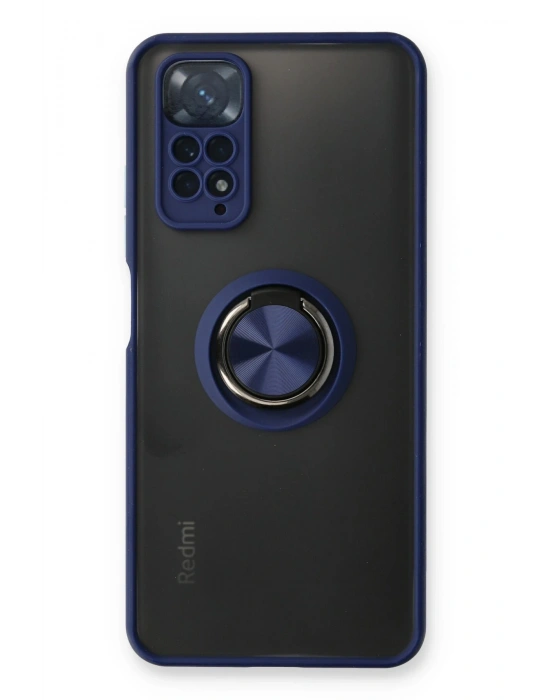 Newface Xiaomi Redmi Note 11 Kılıf Montreal Yüzüklü Silikon Kapak - Lacivert