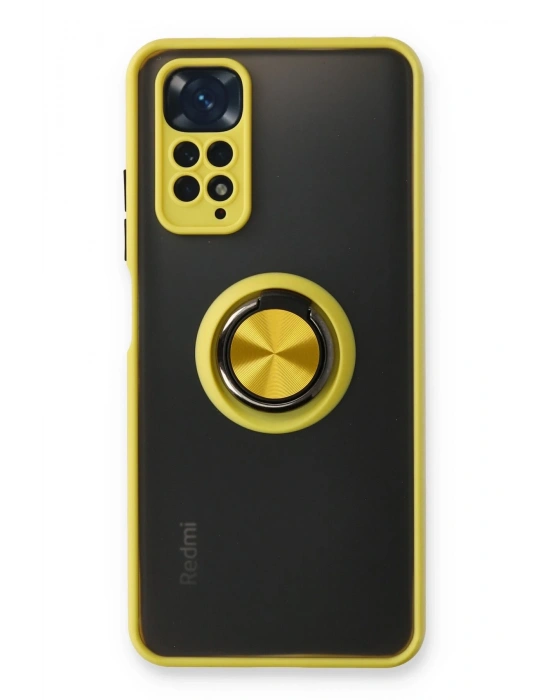 Newface Xiaomi Redmi Note 11 Kılıf Montreal Yüzüklü Silikon Kapak - Sarı