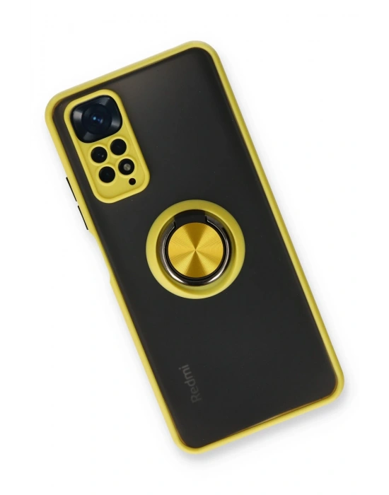 Newface Xiaomi Redmi Note 11 Kılıf Montreal Yüzüklü Silikon Kapak - Sarı
