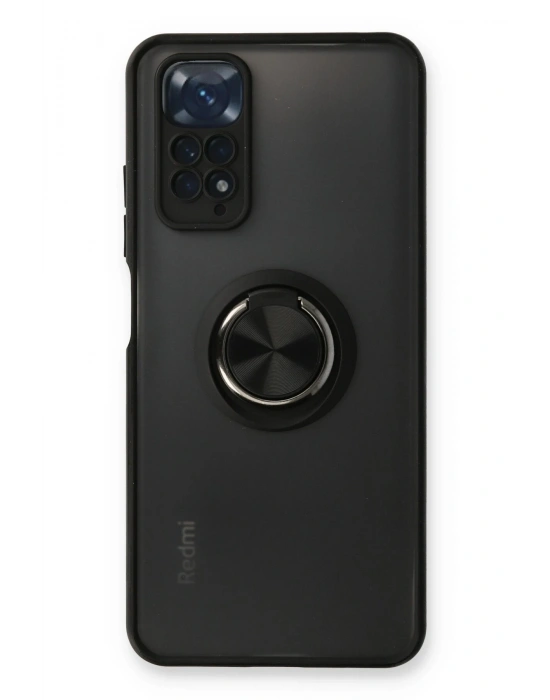 Newface Xiaomi Redmi Note 11 Kılıf Montreal Yüzüklü Silikon Kapak - Siyah