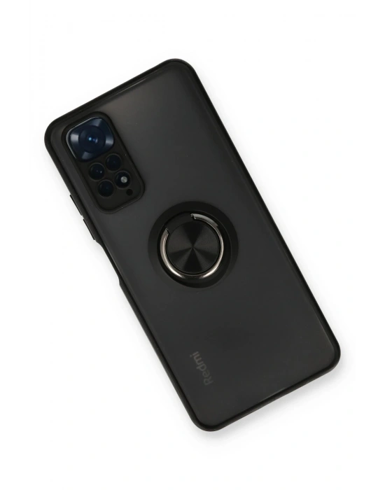 Newface Xiaomi Redmi Note 11 Kılıf Montreal Yüzüklü Silikon Kapak - Siyah
