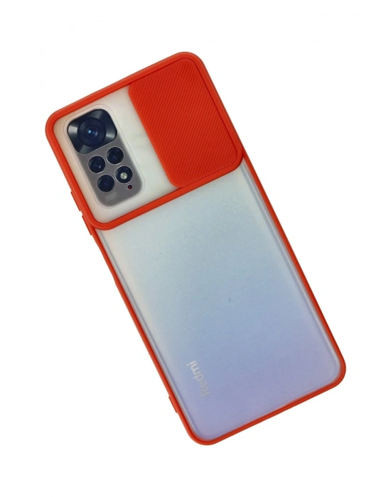 Newface Xiaomi Redmi Note 11 Kılıf Palm Buzlu Kamera Sürgülü Silikon - Kırmızı