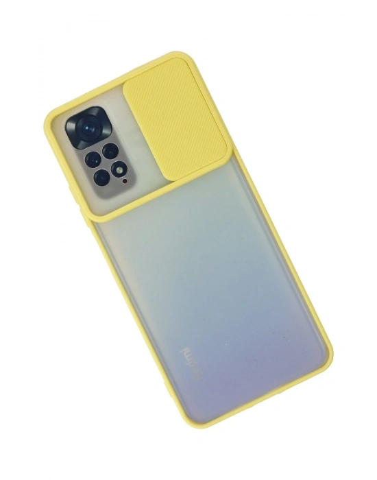 Newface Xiaomi Redmi Note 11 Kılıf Palm Buzlu Kamera Sürgülü Silikon - Sarı