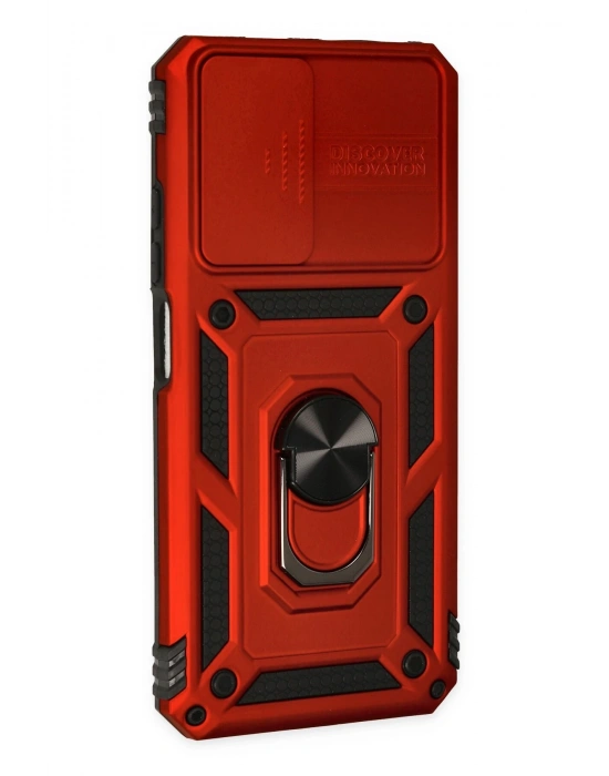 Newface Xiaomi Redmi Note 11 Kılıf Pars Lens Yüzüklü Silikon - Kırmızı