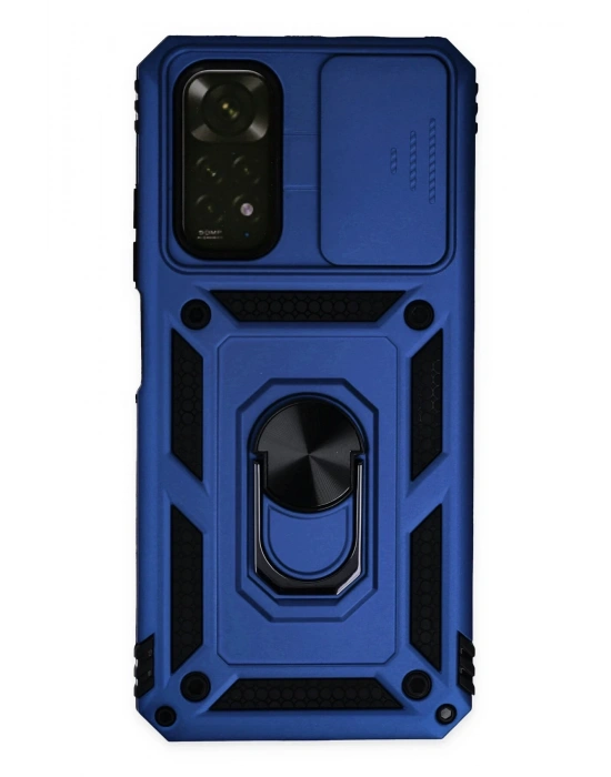 Newface Xiaomi Redmi Note 11 Kılıf Pars Lens Yüzüklü Silikon - Lacivert