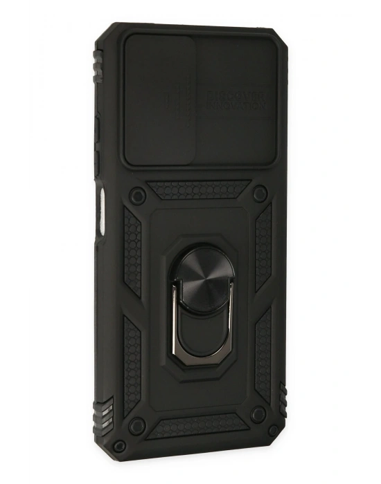 Newface Xiaomi Redmi Note 11 Kılıf Pars Lens Yüzüklü Silikon - Siyah