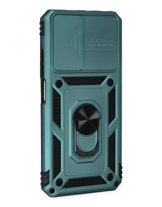 Newface Xiaomi Redmi Note 11 Kılıf Pars Lens Yüzüklü Silikon - Yeşil