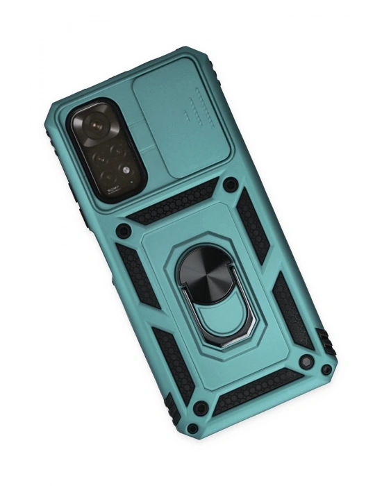 Newface Xiaomi Redmi Note 11 Kılıf Pars Lens Yüzüklü Silikon - Yeşil
