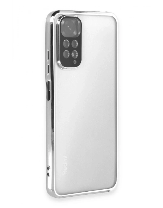 Newface Xiaomi Redmi Note 11 Kılıf Razer Lensli Silikon - Gümüş