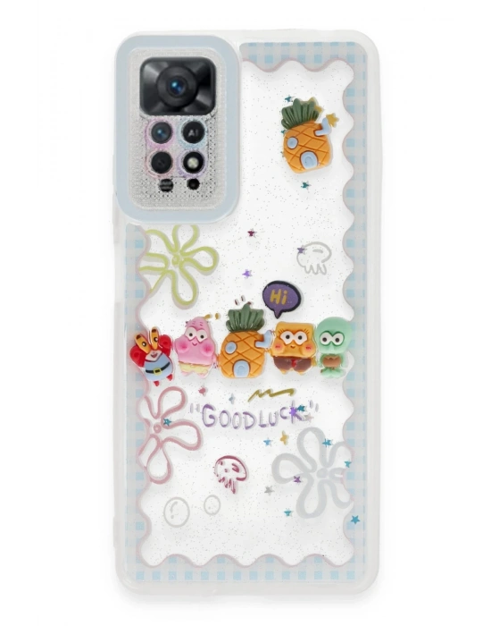 Newface Xiaomi Redmi Note 11 Kılıf Sweet Desenli Silikon Kapak - Açık Mavi