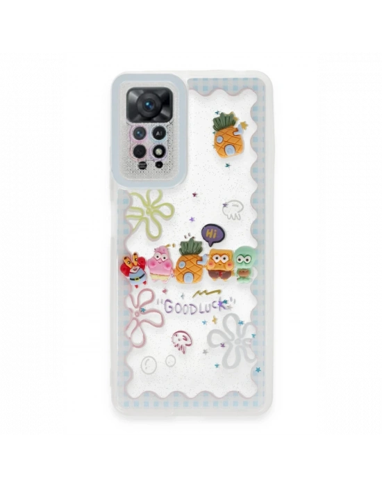 Newface Xiaomi Redmi Note 11 Kılıf Sweet Desenli Silikon Kapak - Açık Mavi