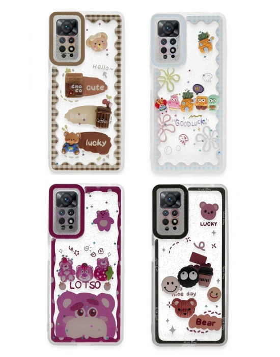 Newface Xiaomi Redmi Note 11 Kılıf Sweet Desenli Silikon Kapak - Pembe