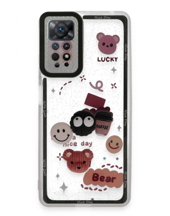 Newface Xiaomi Redmi Note 11 Kılıf Sweet Desenli Silikon Kapak - Sarı