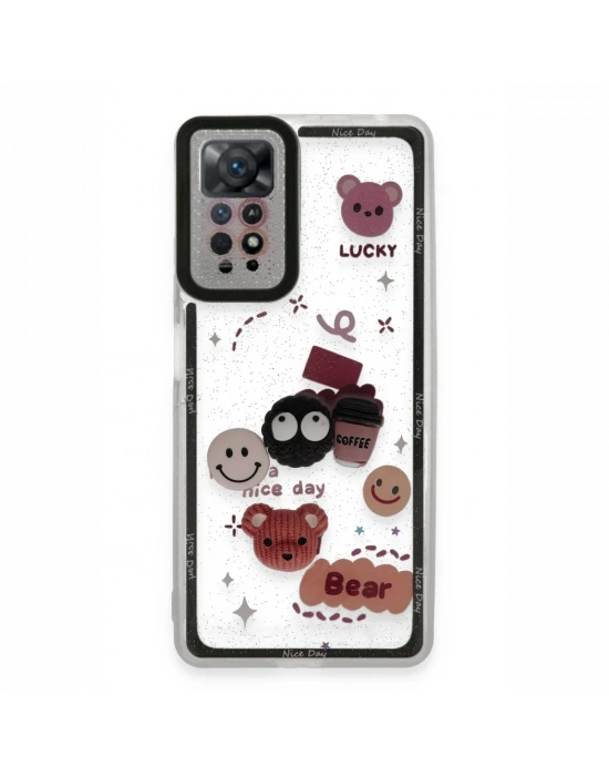 Newface Xiaomi Redmi Note 11 Kılıf Sweet Desenli Silikon Kapak - Sarı