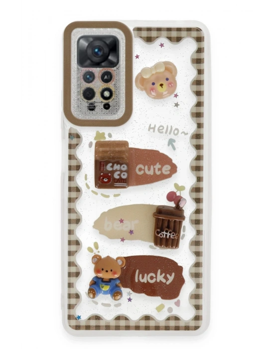 Newface Xiaomi Redmi Note 11 Kılıf Sweet Desenli Silikon Kapak - Şeffaf