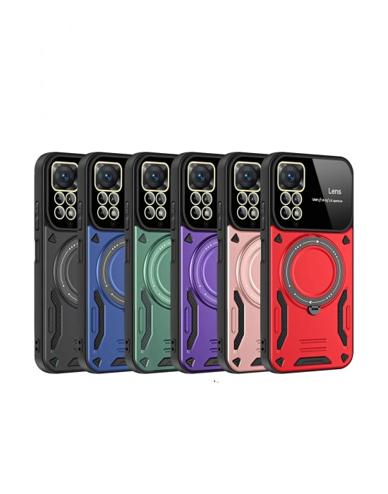 Newface Xiaomi Redmi Note 11 Pro Kılıf Joy Lens Standlı Kapak - Mor