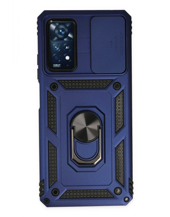 Newface Xiaomi Redmi Note 11 Pro Kılıf Pars Lens Yüzüklü Silikon - Lacivert