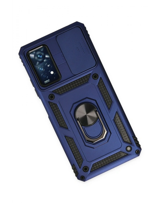 Newface Xiaomi Redmi Note 11 Pro Kılıf Pars Lens Yüzüklü Silikon - Lacivert