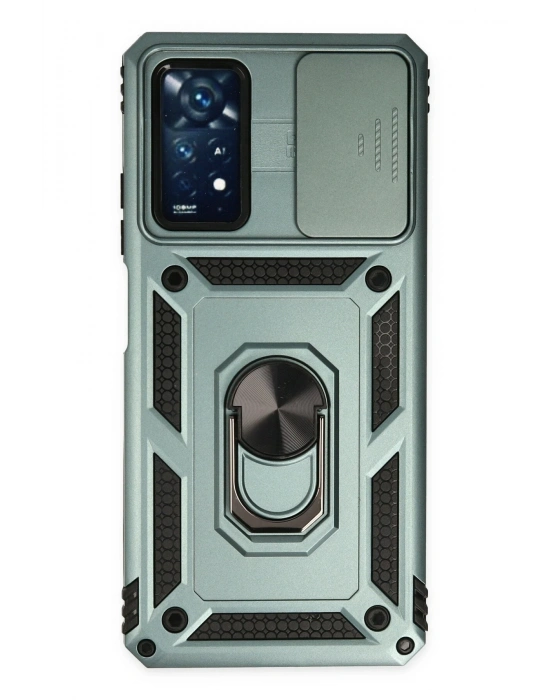 Newface Xiaomi Redmi Note 11 Pro Kılıf Pars Lens Yüzüklü Silikon - Yeşil