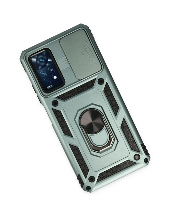 Newface Xiaomi Redmi Note 11 Pro Kılıf Pars Lens Yüzüklü Silikon - Yeşil