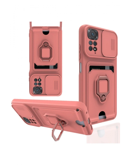 Newface Xiaomi Redmi Note 11 Pro Kılıf Zuma Kartvizitli Yüzüklü Silikon - Pembe