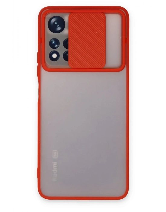 Newface Xiaomi Redmi Note 11 Pro Plus 5G Kılıf Palm Buzlu Kamera Sürgülü Silikon - Kırmızı