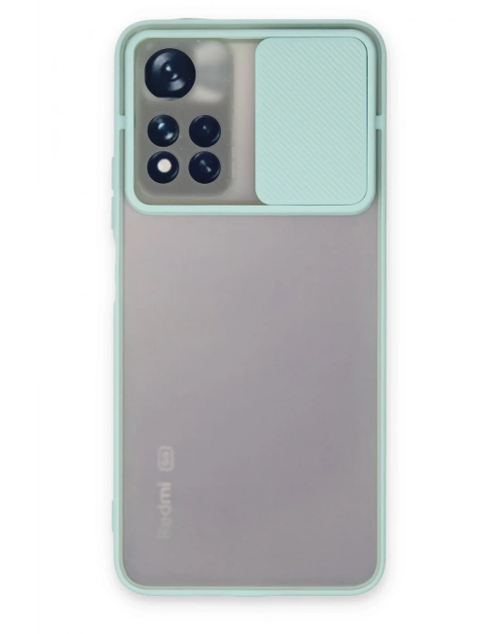 Newface Xiaomi Redmi Note 11 Pro Plus 5G Kılıf Palm Buzlu Kamera Sürgülü Silikon - Turkuaz