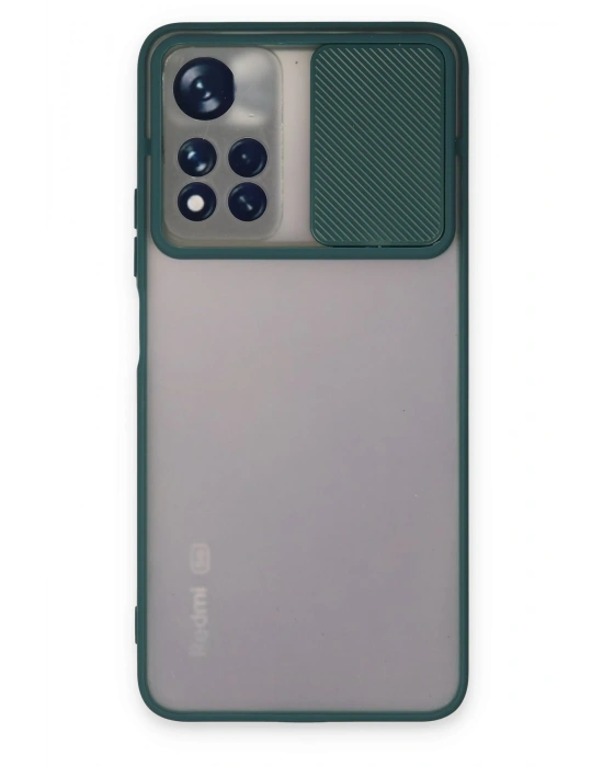 Newface Xiaomi Redmi Note 11 Pro Plus 5G Kılıf Palm Buzlu Kamera Sürgülü Silikon - Yeşil