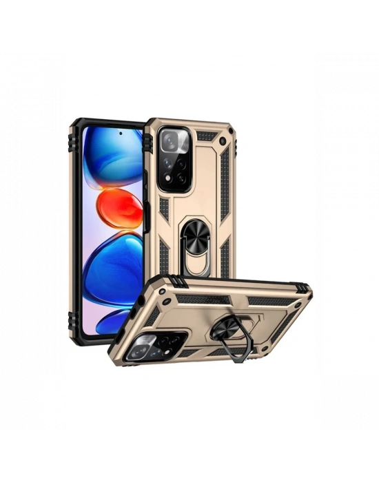 Newface Xiaomi Redmi Note 11 Pro Plus 5G Kılıf Sofya Yüzüklü Silikon Kapak - Gold