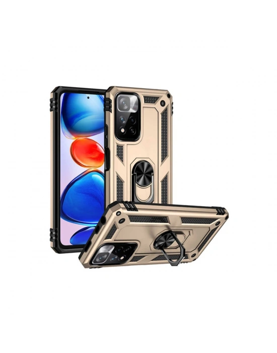 Newface Xiaomi Redmi Note 11 Pro Plus 5G Kılıf Sofya Yüzüklü Silikon Kapak - Gold