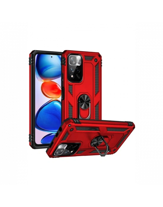 Newface Xiaomi Redmi Note 11 Pro Plus 5G Kılıf Sofya Yüzüklü Silikon Kapak - Kırmızı