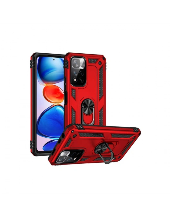 Newface Xiaomi Redmi Note 11 Pro Plus 5G Kılıf Sofya Yüzüklü Silikon Kapak - Kırmızı