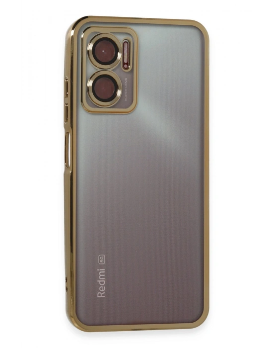 Newface Xiaomi Redmi Note 11E Kılıf Razer Lensli Silikon - Gold