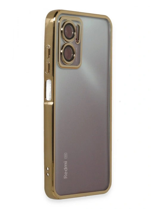 Newface Xiaomi Redmi Note 11E Kılıf Razer Lensli Silikon - Gold