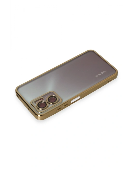 Newface Xiaomi Redmi Note 11E Kılıf Razer Lensli Silikon - Gold
