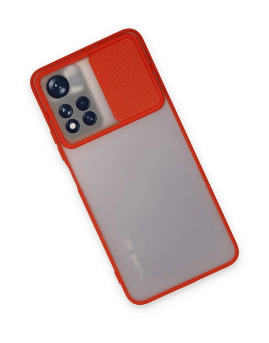 Newface Xiaomi Redmi Note 11T Kılıf Palm Buzlu Kamera Sürgülü Silikon - Kırmızı