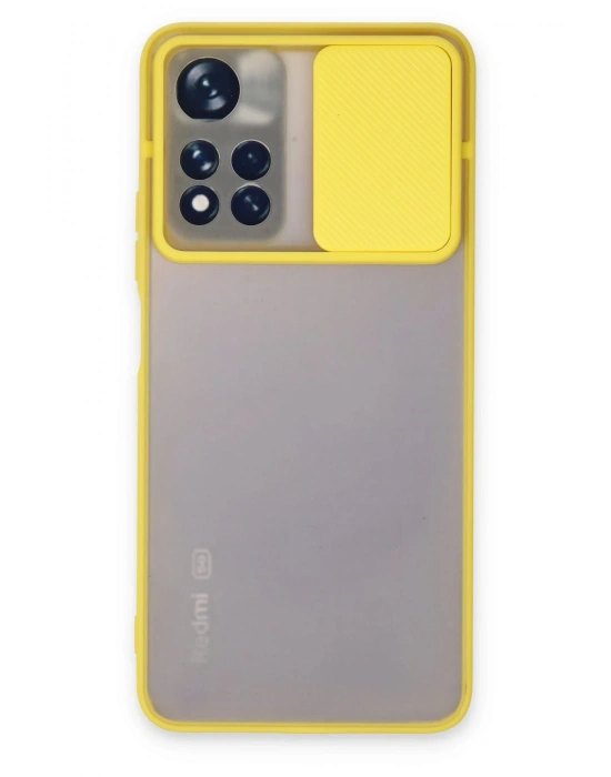 Newface Xiaomi Redmi Note 11T Kılıf Palm Buzlu Kamera Sürgülü Silikon - Sarı
