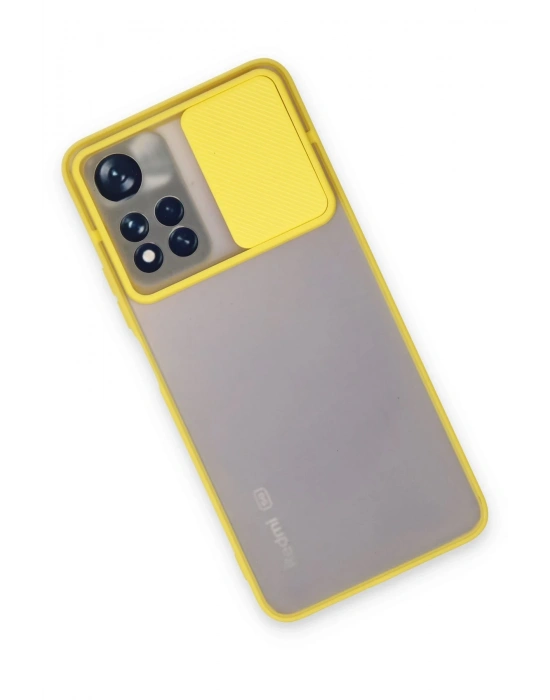 Newface Xiaomi Redmi Note 11T Kılıf Palm Buzlu Kamera Sürgülü Silikon - Sarı
