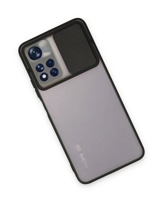 Newface Xiaomi Redmi Note 11T Kılıf Palm Buzlu Kamera Sürgülü Silikon - Siyah
