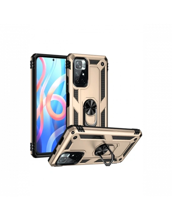 Newface Xiaomi Redmi Note 11T Kılıf Sofya Yüzüklü Silikon Kapak - Gold