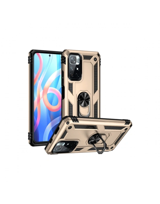 Newface Xiaomi Redmi Note 11T Kılıf Sofya Yüzüklü Silikon Kapak - Gold