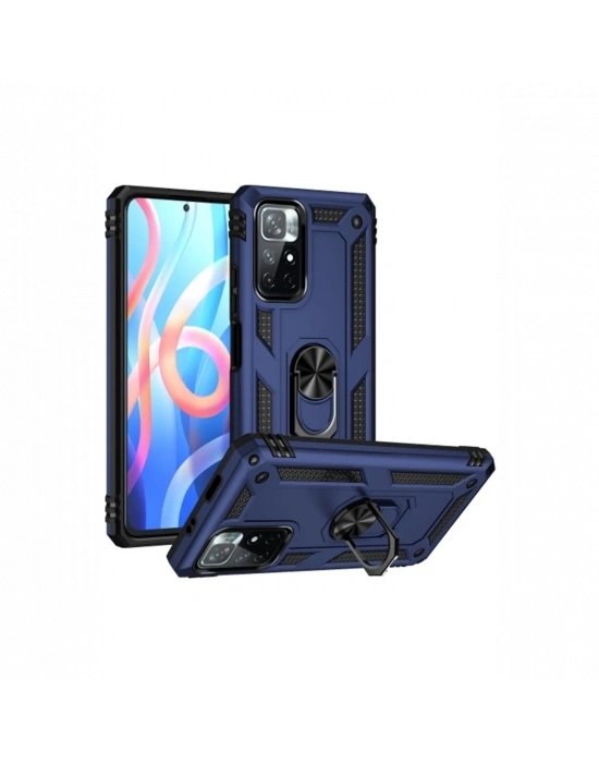 Newface Xiaomi Redmi Note 11T Kılıf Sofya Yüzüklü Silikon Kapak - Lacivert