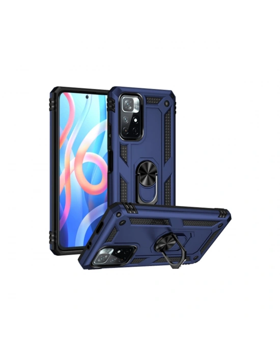 Newface Xiaomi Redmi Note 11T Kılıf Sofya Yüzüklü Silikon Kapak - Lacivert