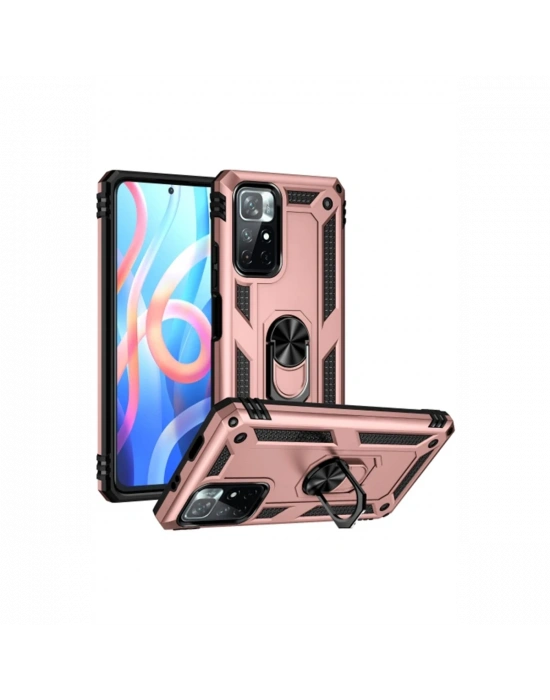 Newface Xiaomi Redmi Note 11T Kılıf Sofya Yüzüklü Silikon Kapak - Rose