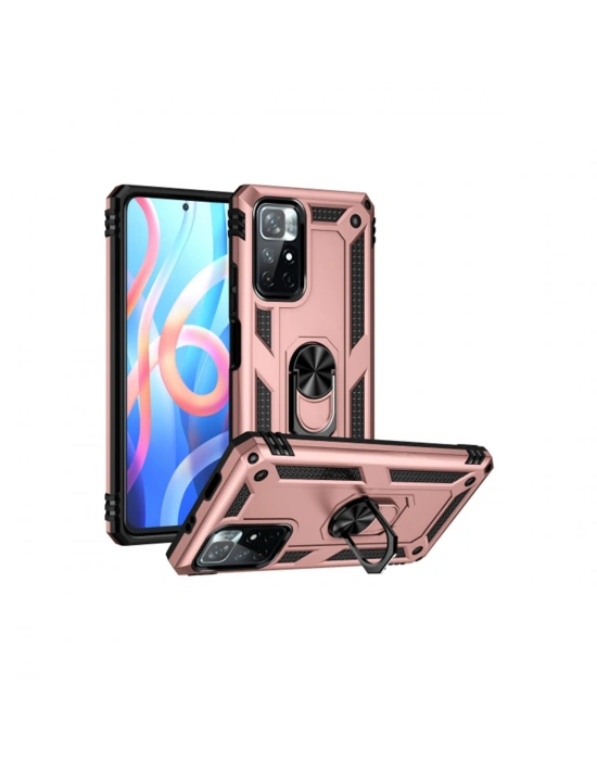 Newface Xiaomi Redmi Note 11T Kılıf Sofya Yüzüklü Silikon Kapak - Rose